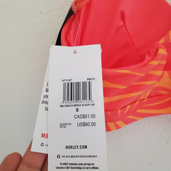Hurley Coral and Orange Bikini Top - Picture 3 of 6